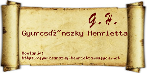 Gyurcsánszky Henrietta névjegykártya