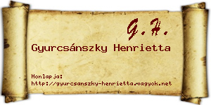 Gyurcsánszky Henrietta névjegykártya